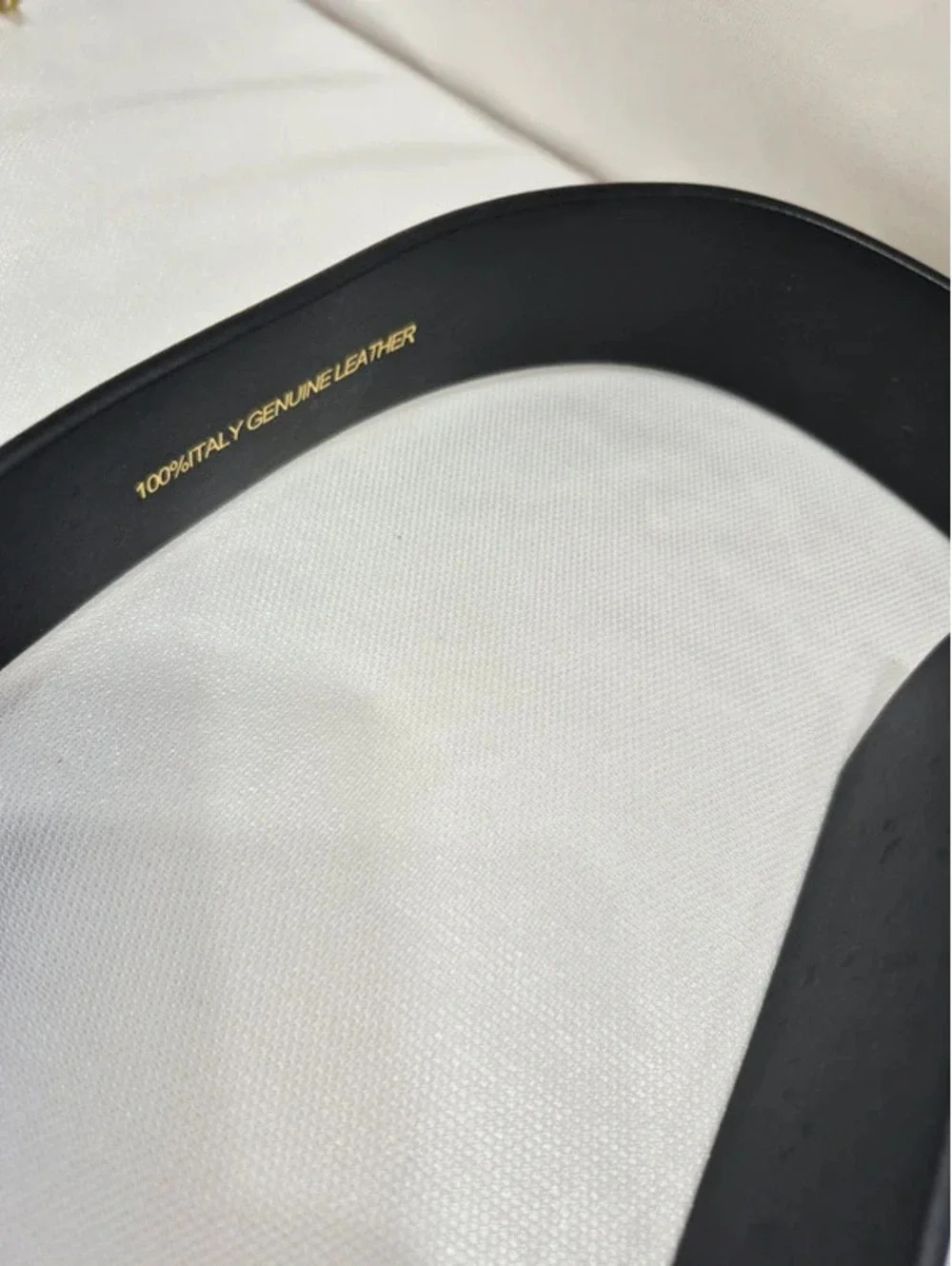 Men's 100% Italian Made Leather Black Belt Brushed Silver 1.5